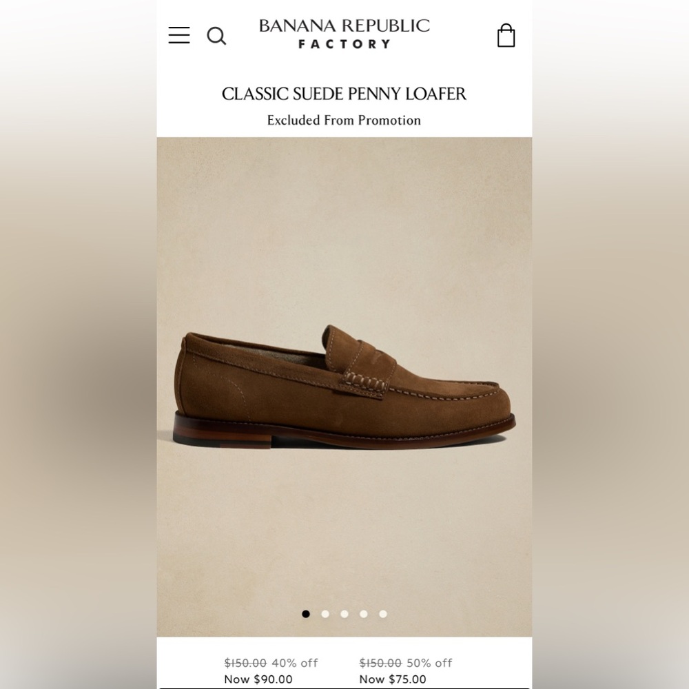 Men’s 9 Banana Republic CLASSIC SUEDE PENNY LOAFER